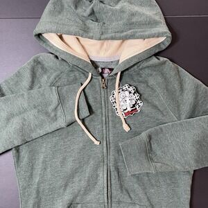 Women's Fullzip Thermal Lined Hoodie Size L JJ Basics Green Y2K Grunge NWT